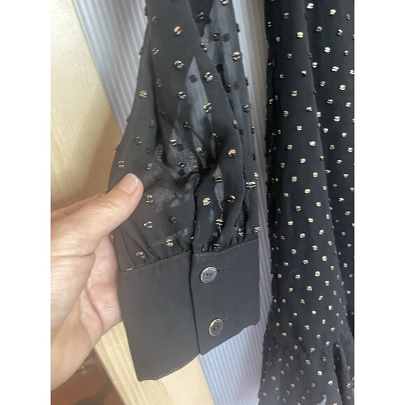 Ted Baker Black Gold Joyous High Neck Ruffle Mini Dress Sz 0 XS Holiday Party - Picture 5 of 9